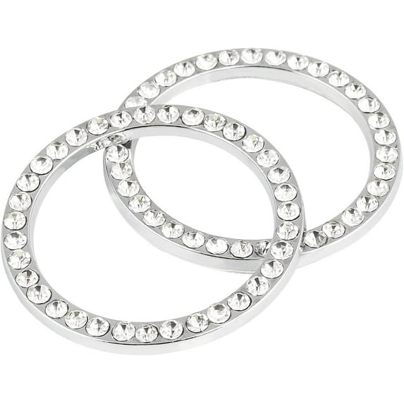 Naler 2 Pcs Chrystal Bling Ring Emblem Sticker for Auto Engine Start Stop Button Decor,Zinc Alloy