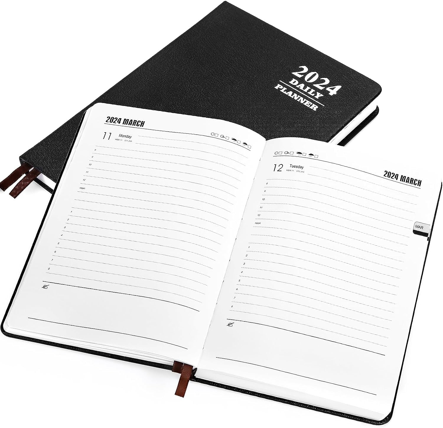 Naler 2024 Daily Hourly Planner 5.7"x 8.3" One Page a Day (12 Month