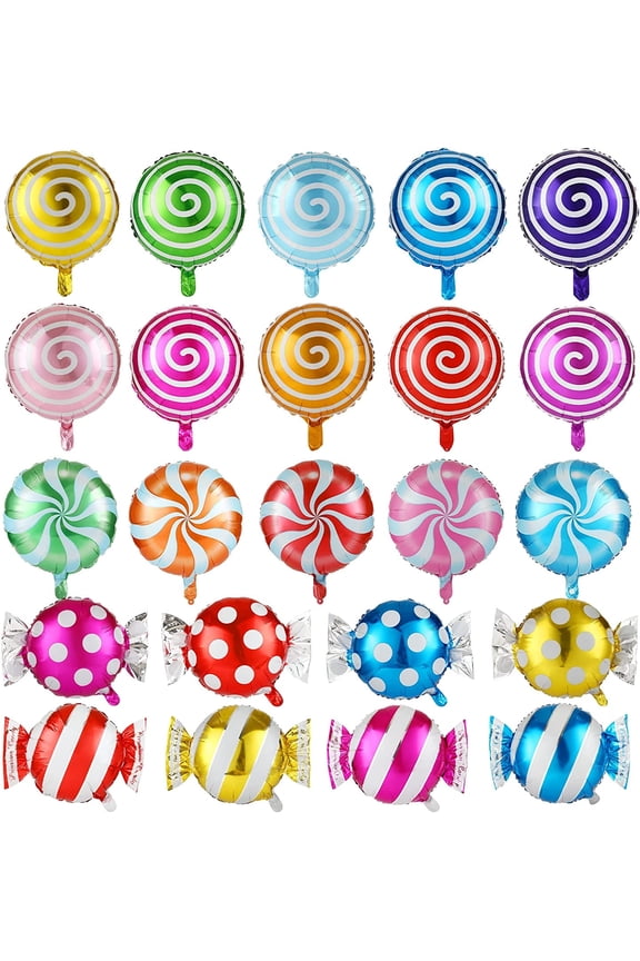 23 Pcs Sweet Candy Bar Balloons 18" Foil Mylar Lollipop Christmas Balloons for Holiday Baby Shower Birthday Party Supplies