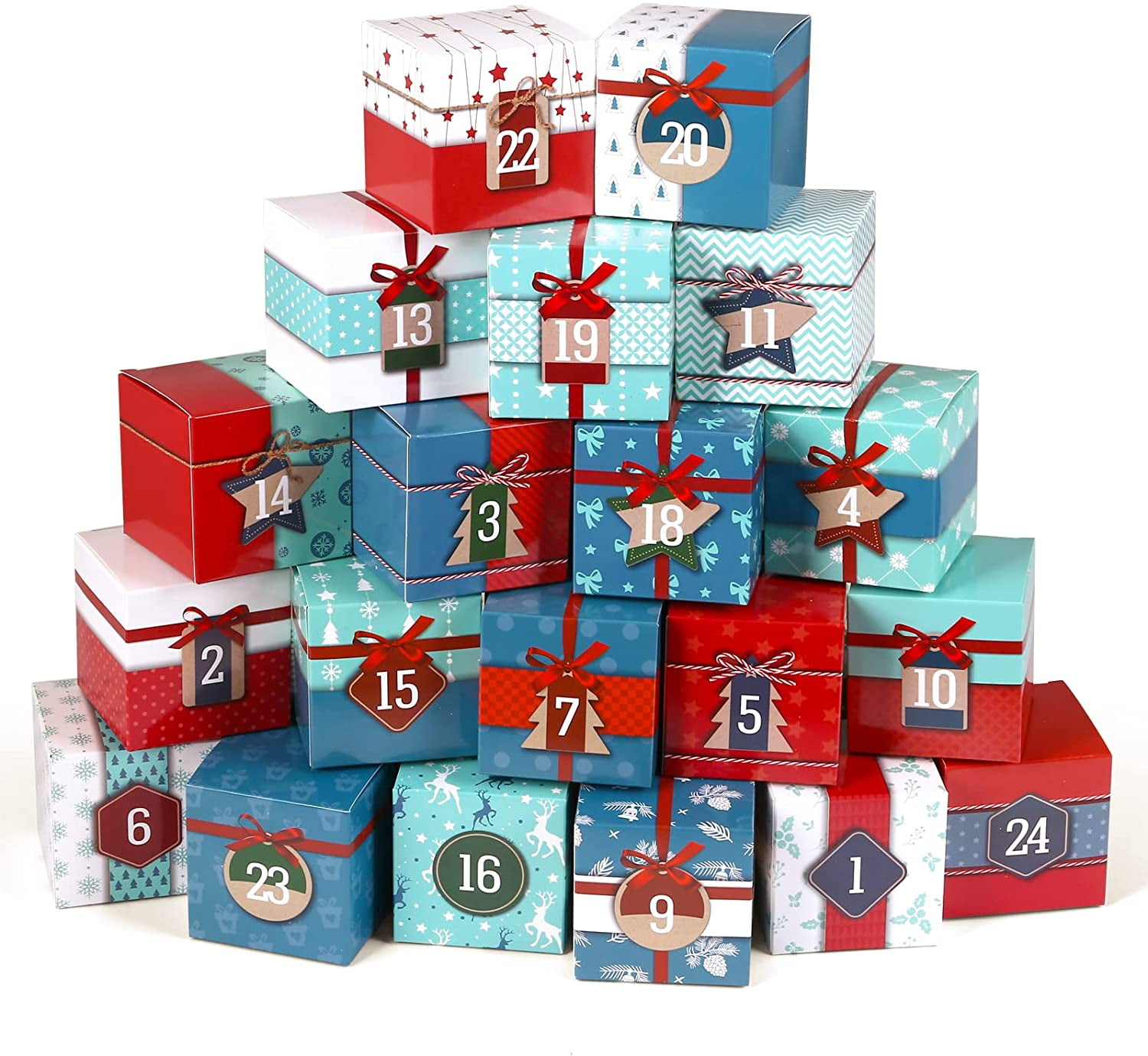 Naler 24 Days Christmas Advent Calendar Boxes 2023 Countdown Small Candy Gifts Box for Boys