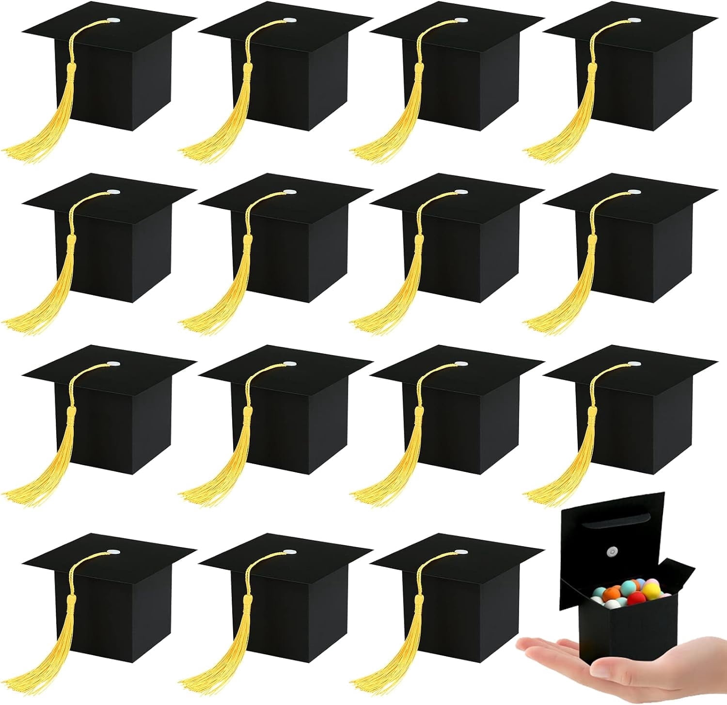 Naler 24 Pack Graduation Candy Boxes DIY Grad Cap Box for Graduation Gift Candy Goody Chocolate Party Favors Decorations