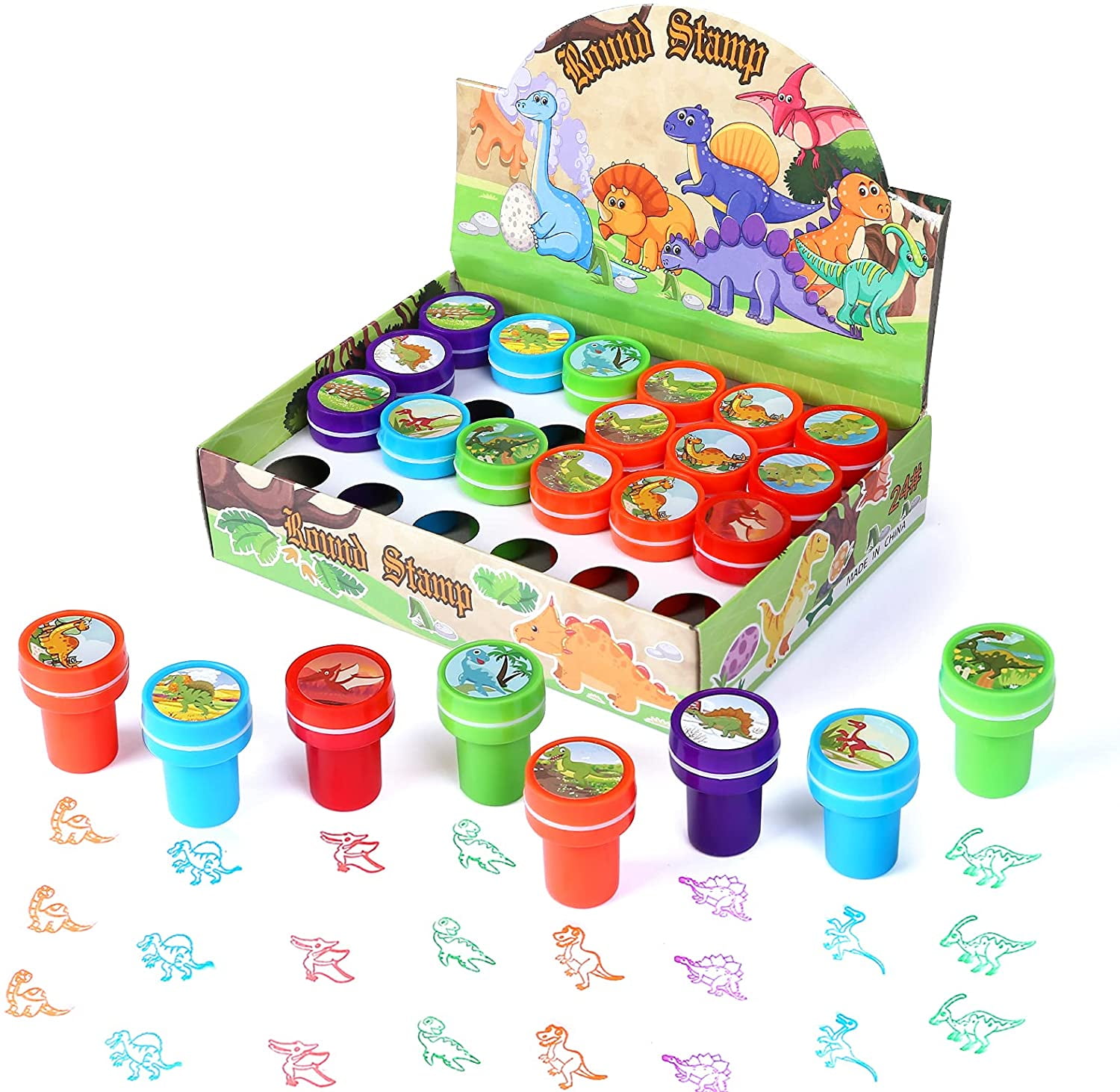 Naler 24 Pcs Dinosaur Stamps for Kids, Self Inking Stamps for Kids Dinosaur  Birthday Party Supplies, Dino Party Favors, Teacher Stamps