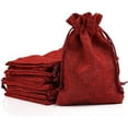 thumbnail image 1 of Naler 24 Pcs Wine Red Christmas Burlap Drawstring Gift Bags for Kids Adults Wedding New Year Party Favor, 1 of 7