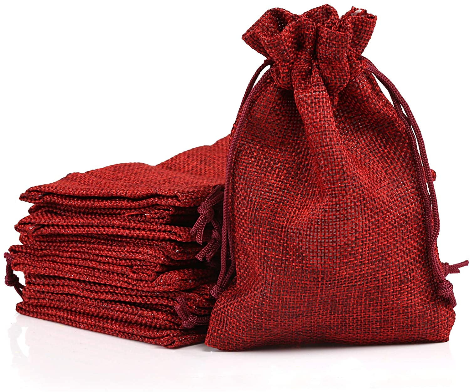 Naler 24 Pcs Burlap Fabric Gift Bags Christmas Wedding New Year Party Favor Wine Red Walmart