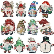 Naler 24 Pieces Christmas Wooden Gnome Ornaments Elf Mini Santa Doll Hanging Decorations for Xmas Trees Gift Tag Home Party Supplies
