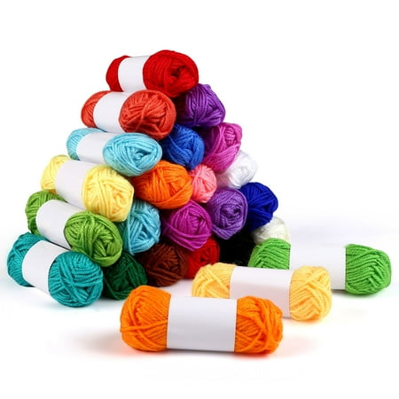 Naler 24 Skeins 24 Assorted Colored 100% Acrylic Mini Yarns for Crafting Projects,15g/32.8Yards/Roll