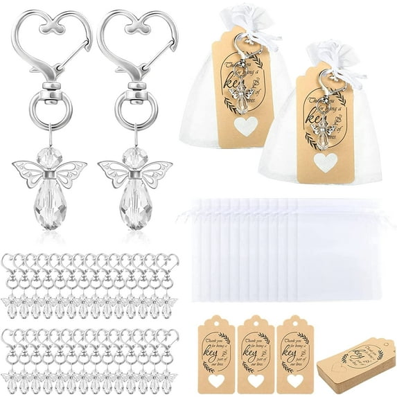 Naler 30 Pcs Angel Favor Keychains Bags Thank You Tags,Guest Return Gifts for Baby Shower,Bridal Shower,Party Favors,Transparent