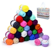 Naler 30 Skeins 30 Assorted Colored 100% Acrylic Crochet Yarns Bulk,Tote Bag,1.06oz/30g,1650 Yards