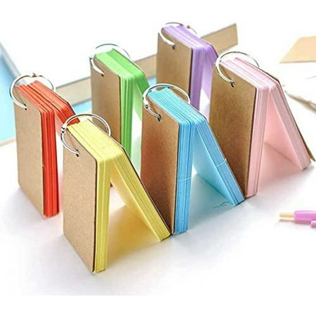 Naler 300 Pieces Multicolor Word Cards Blank Flash Cards Index Cards Vocabulary Word Study Cards with Binder Ring, 2.2 x 3.5 inches, 6 Packs