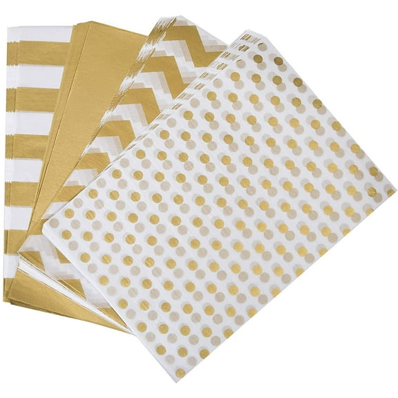 Naler 300 Sheets Metallic Gold Polka Dot Classic Craft Tissue Paper Bulk for Gift Wrapping, 8"X12"