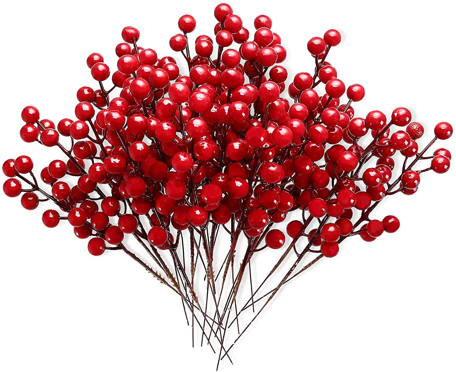 Naler 30Pcs 8.1" Christmas Holly Berry Stem Picks for DIY Wreath