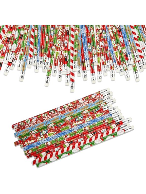 36 Pcs Christmas Pencils with Erasers, Xmas Party Favors for Goodie Bags School Prizes
