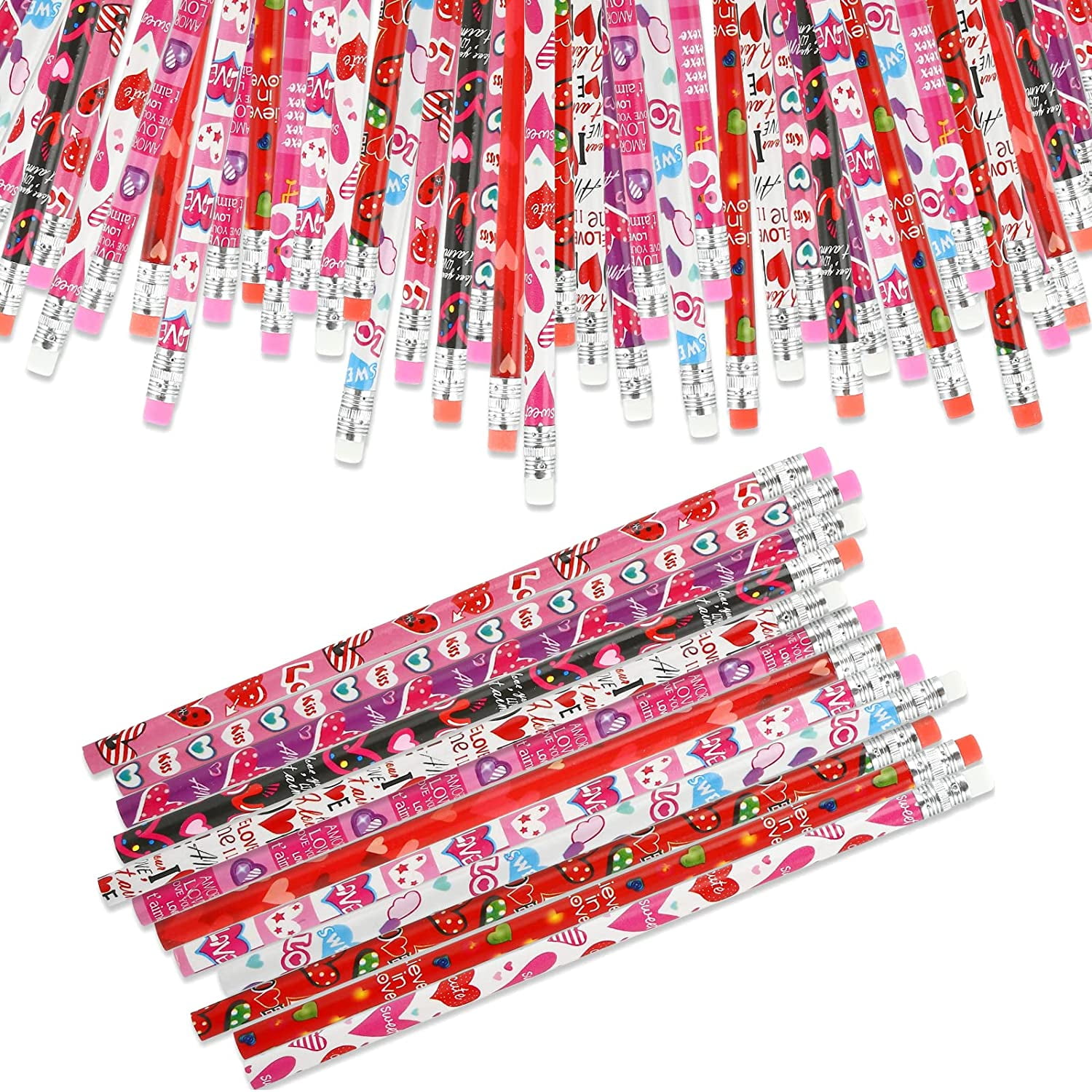 4E's Novelty 36 Pack - Valentines Pencils for Kids Bulk Valentines Day  Pencils for Classroom Gifts, Prizes for Party Favors, Stationary Gifts for