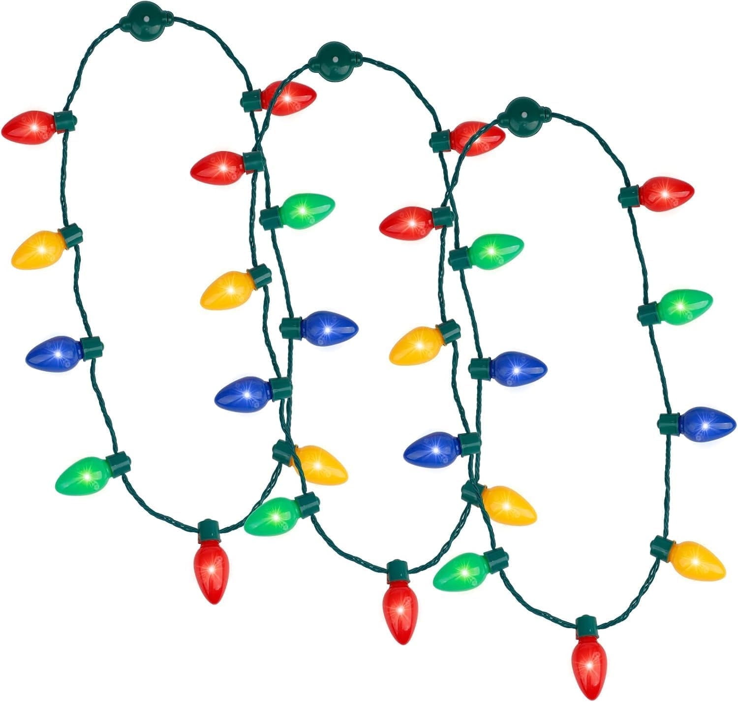 8PCS Christmas Necklace, Light Up Christmas Necklace With 8 Glow Bulbs, Glowing Xmas Necklace Women Men, Red Green 3 Modes Christmas Necklaces Decorations For Winter Xmas Theme Party Accessories Bulk