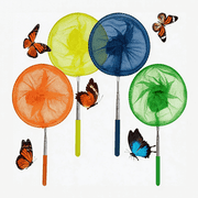 Naler 4 Pcs Telescopic Butterfly Net Bug Catcher Nets Fishing Tool for Kids Outdoor Play - 4 Colors