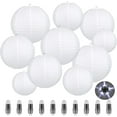 thumbnail image 1 of Naler 4 Size 10 Pcs White Paper Lanterns with 10x LED Lights for Home, Party & Wedding Decorations, 1 of 7
