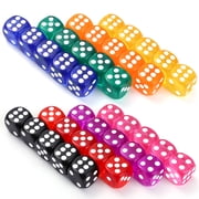 Naler 40 Pieces 6-Sided Game Dice Set, 8 Translucent Colors Dice for Board Games and Teaching Math, 14mm