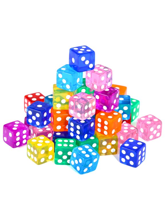 40 Pieces 16mm Game Dice Set, 8 Translucent Colors 6 Sided Dice for Board Games and Teaching Math