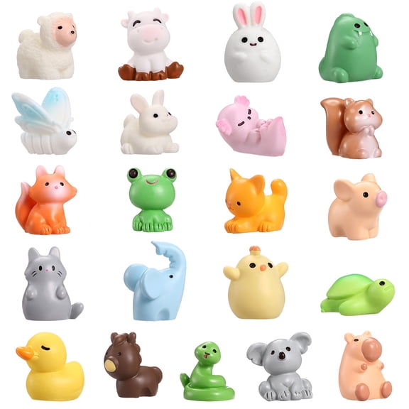 Naler 40PCS Mini Resin Animal, 20 Styles Tiny Resin Animals Miniature Little Small Animal Figures Bulk for Micro Fairy Garden Landscape Accessories Dollhouse Hide Crafts Decor Aquarium Toys