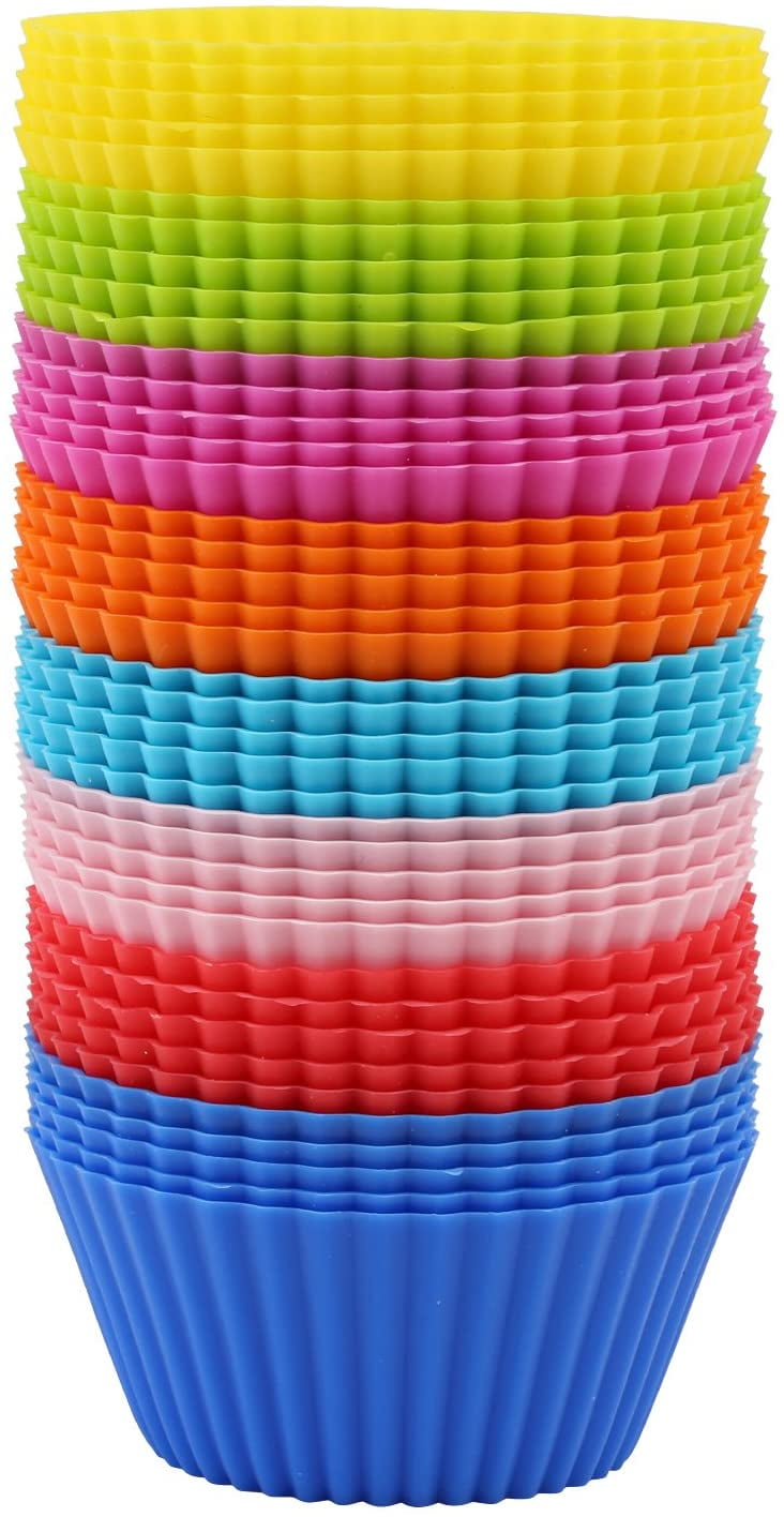 Bakerpan Silicone Cupcake Liners for Baking, Reusable Cupcake Molds, Baking Cups