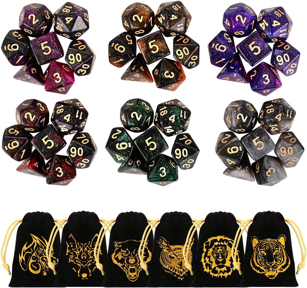 Naler 42 Pcs DND Dice Set, Polyhedral Acrylic Dice for RPG, Pathfinder ...