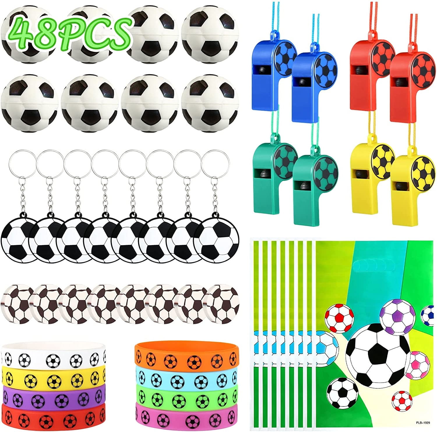 Naler 48 Pcs Soccer Party Favors Set,Plastic Football Toys Gifts for Kids Fun Sports Games Pinata Filler Carnival Prizes