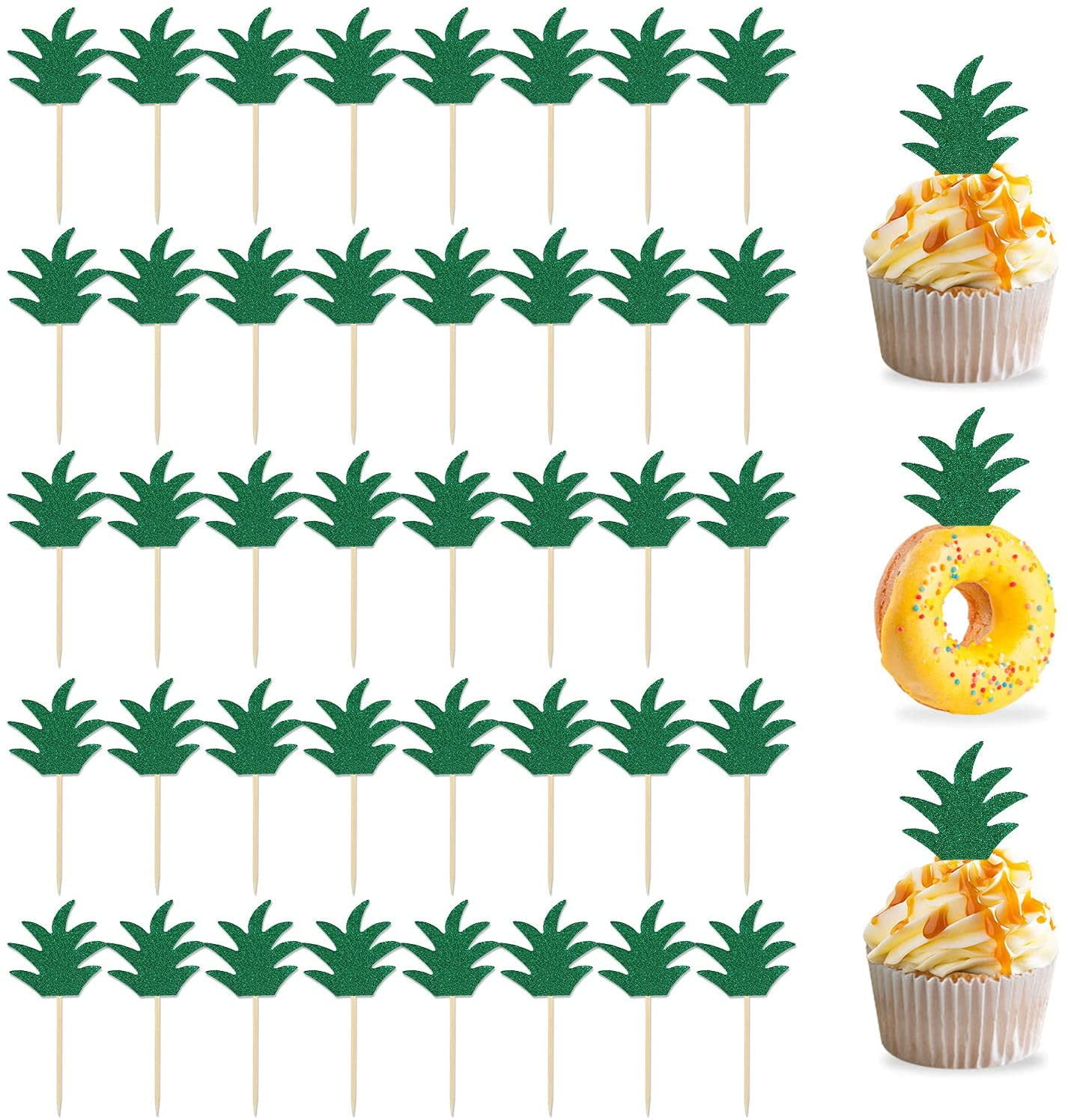 Naler 48Pcs Pineapple Cake Toppers, Cute Donut Cupcake Picks for ...