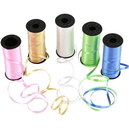 Naler 5 Rolls Curling Ribbon,Assorted Colors Balloon String for Adult Party DIY Crafts Gift Wrapping,0.44 lb