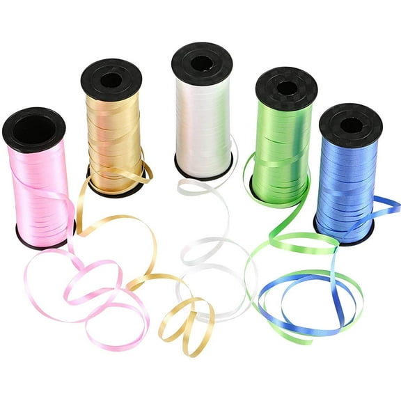 Naler 5 Rolls Curling Ribbon,Assorted Colors Balloon String for Adult Party DIY Crafts Gift Wrapping,0.44 lb