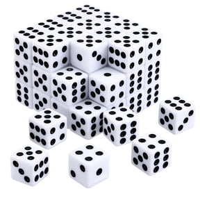 Naler 50 PCS White Dice 6-Sided Dice for Board Games, Classroom, Math Learning, Party Favor and Gifts, 14mm