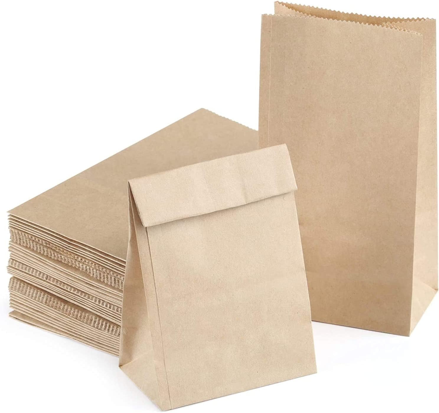 Naler 50 Pack Extra Small Kraft Paper Lunch Bags,Grocery Brown Bag,Paper Snack Bread Bags for Arts School Gift Party