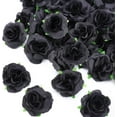 thumbnail image 1 of Naler 50 Pcs Black Stemless Roses Artificial Flowers Bulk,1.6" Small Silk Fake Rose Head for Crafts Wedding Halloween Party Home Decor, 1 of 6