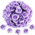 Naler 50 Pcs Purple Stemless Fake Silk Roses,1.6" Artificial Flowers