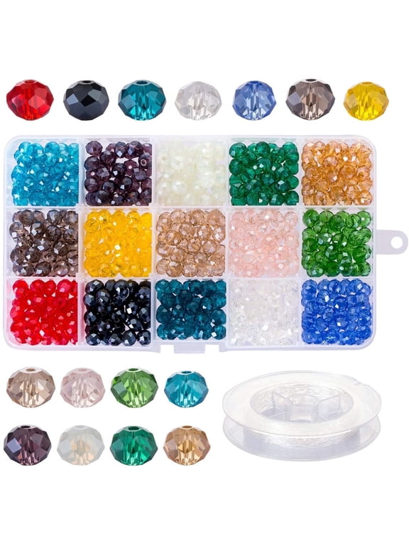 500 Pieces 8mm Briolette Crystal Glass Beads for Gilrs Female DIY Craft Bracelet Necklace Jewelry Making,15 Colors