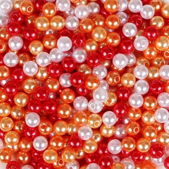Naler 500Pcs 6mm Pearl Beads for Female DIY Jewelry Making Vase Fillers Table Scatter Wedding Birthday Party Home Decoration, 4 Colors (Red and White Theme),