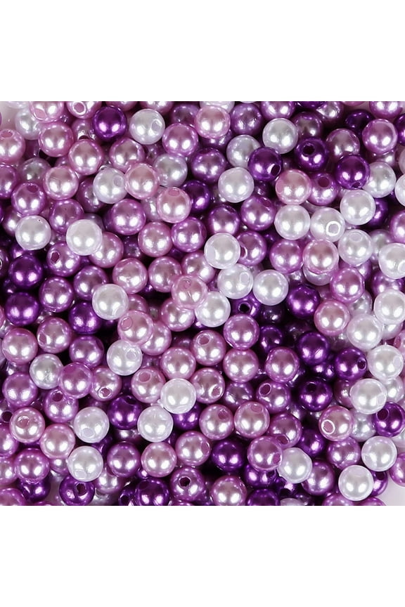 500Pcs Art Pearls,6mm Acrylic Pearl Beads Charms for Art Craft Decorations Jewellery Making DIY, 4 Colors (Purple Series),Women