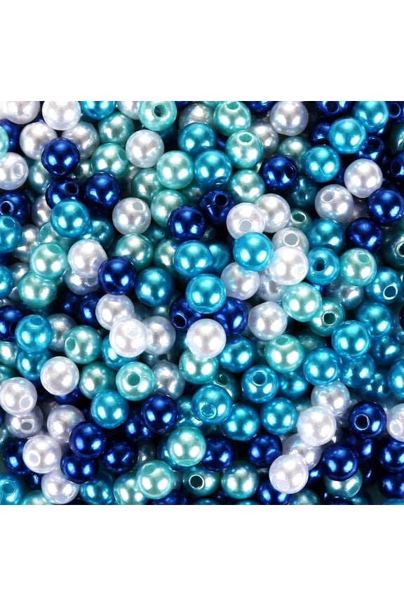 500Pcs Art Pearls, Size 6mm Pearl Beads Charms for Art Craft Decorations Jewellery Making DIY, 4 Colors (Blue Series),Unisex
