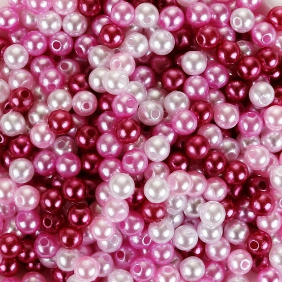 Naler 500Pcs Art Pearls, Size 6mm Pearl Beads Charms for Art Craft Decorations Jewellery Making DIY, 4 Colors (Pink Series)