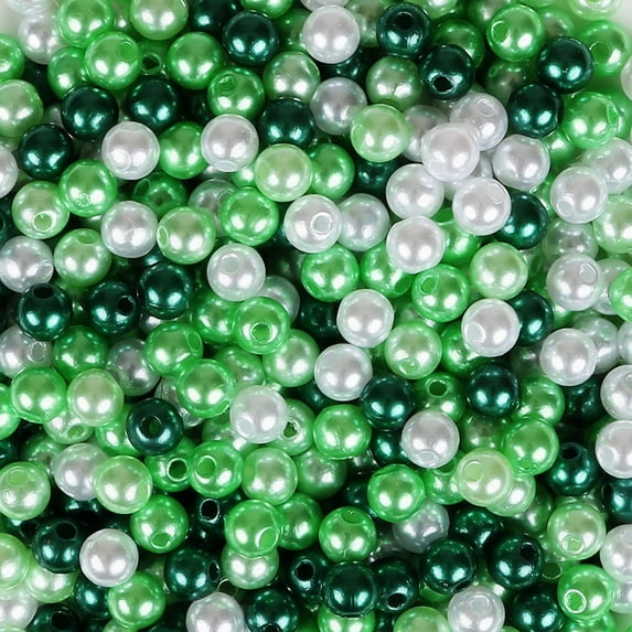 Naler 500Pcs Art Pearls, Size 6mm Pearl Beads Charms for Female Girls DIY Art Craft Decorations Jewellery Making, 4 Colors (Green Series)