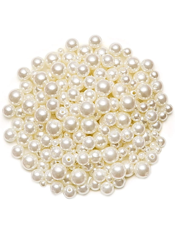 500Pcs Assorted Pearl Beads for DIY Jewelry Making Vase Fillers Table Scatter Wedding Birthday Party Home Decoration, Ivory&White Color, Acrylic,Female