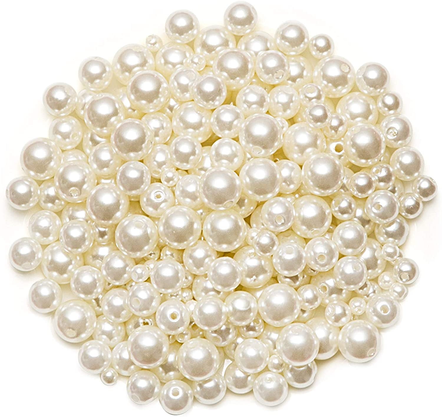 Naler 500Pcs Assorted Pearl Beads for DIY Jewelry Making Vase Fillers Table  Scatter Wedding Birthday Party Home Decoration, Ivory&White Color