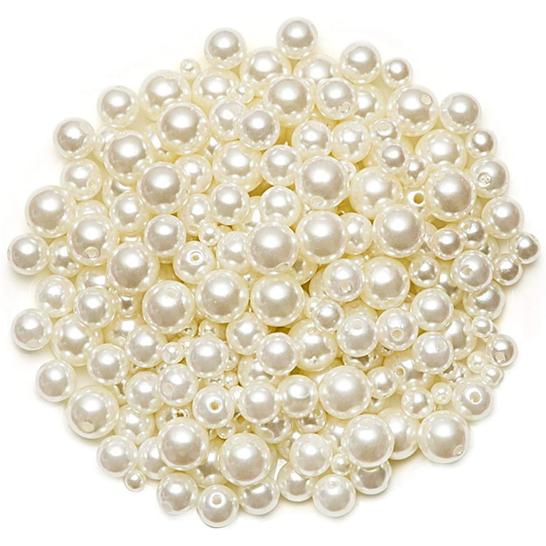 200Pcs Assorted Rose Gold and Off White Lustrous Faux Pearl Beads
