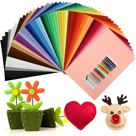Naler 50Pcs Felt Fabric Sheet 8 x 12 inch Assorted Color 1mm Thick Non-Woven Precut Fabric for DIY Craft,Sewing,Patchwork,Embroidery