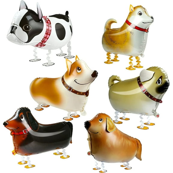 Naler 6 Pcs Fun Walking Animal Balloons,Pet Dog Balloons for Kids Puppy Birthday Party Decorations