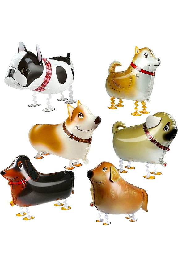6 Pcs Fun Walking Animal Balloons,Pet Dog Balloons for Kids Puppy Birthday Party Decorations