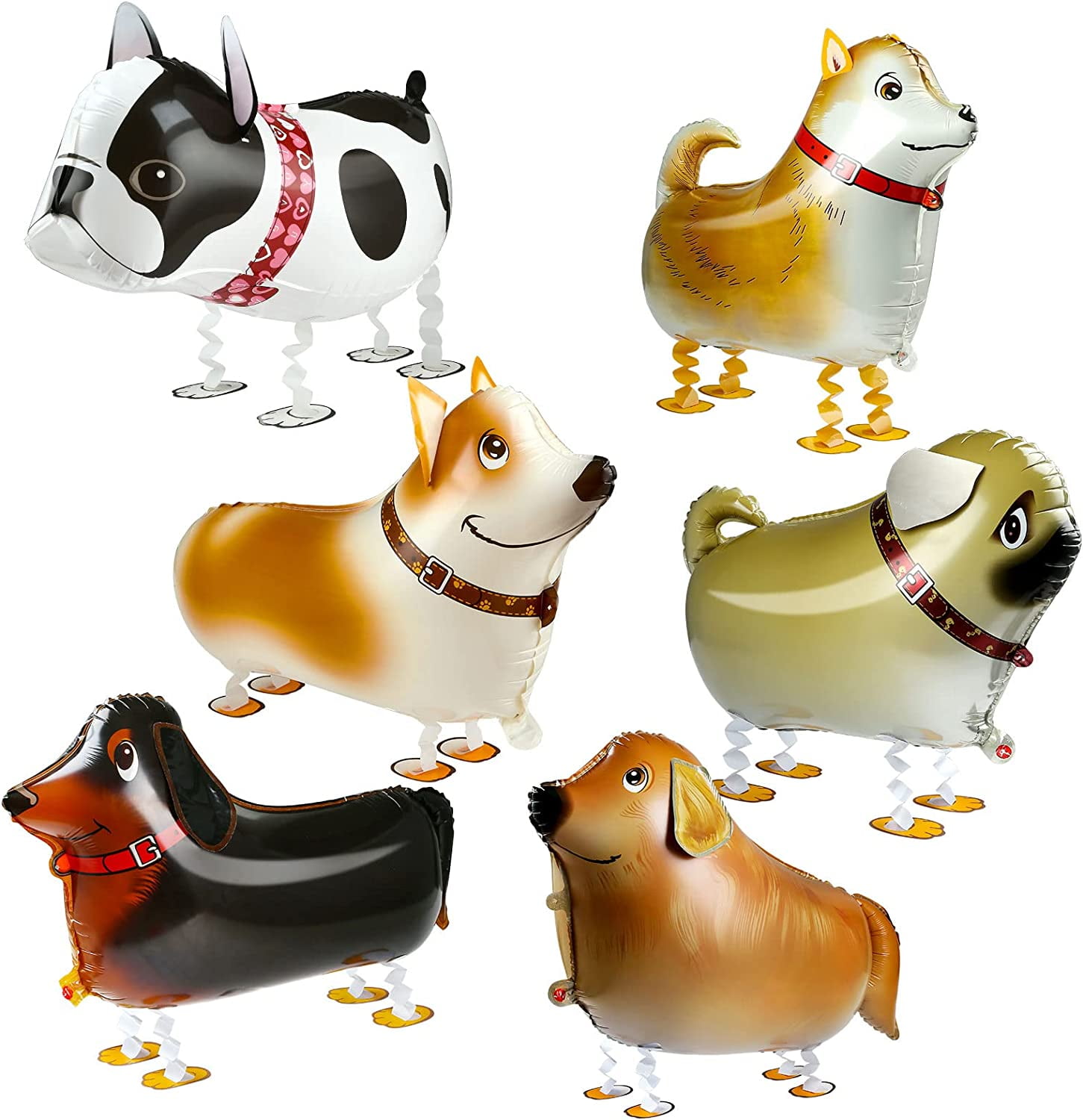 Naler 6 Pcs Fun Walking Animal Balloons,Puppy Dog Balloons for Kids Christmas Birthday Party