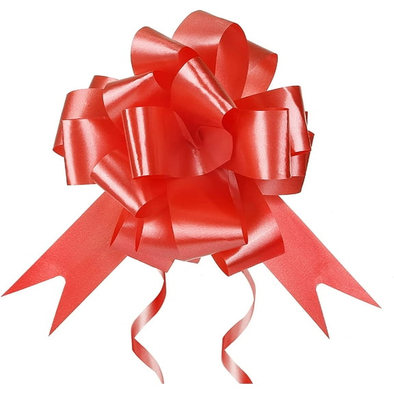 Naler 60 Pcs 5'' Red Ribbon Pull Bows for Christmas Gift Wrapping Wedding Party Decor,Polypropylene