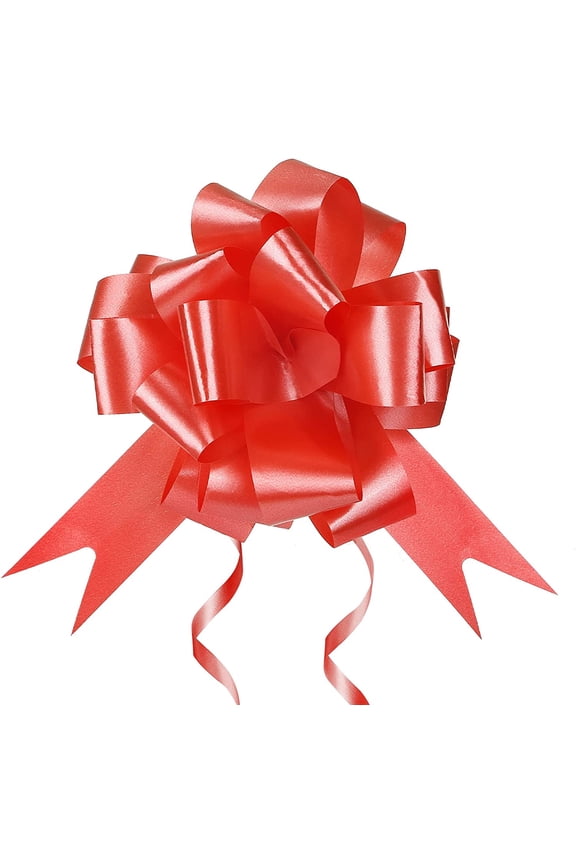 60 Pcs 5'' Red Ribbon Pull Bows for Christmas Gift Wrapping Wedding Party Decor,Polypropylene