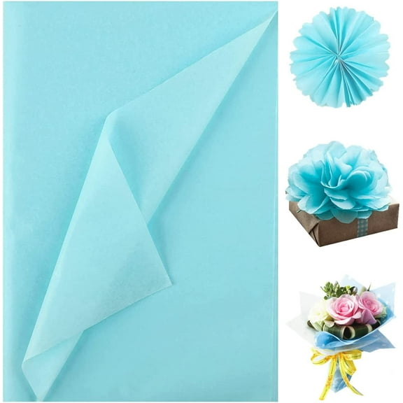 Naler 60 Sheets Light Blue Tissue Paper Bulk,14"x 20" Crafts Wrap Tissue for Gift Bags DIY Packaging