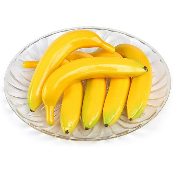 Naler 6Pcs Artificial Fruit Bananas Plastic Fake Banana for Home Kitchen Party Decoration,7.5"x1.25"